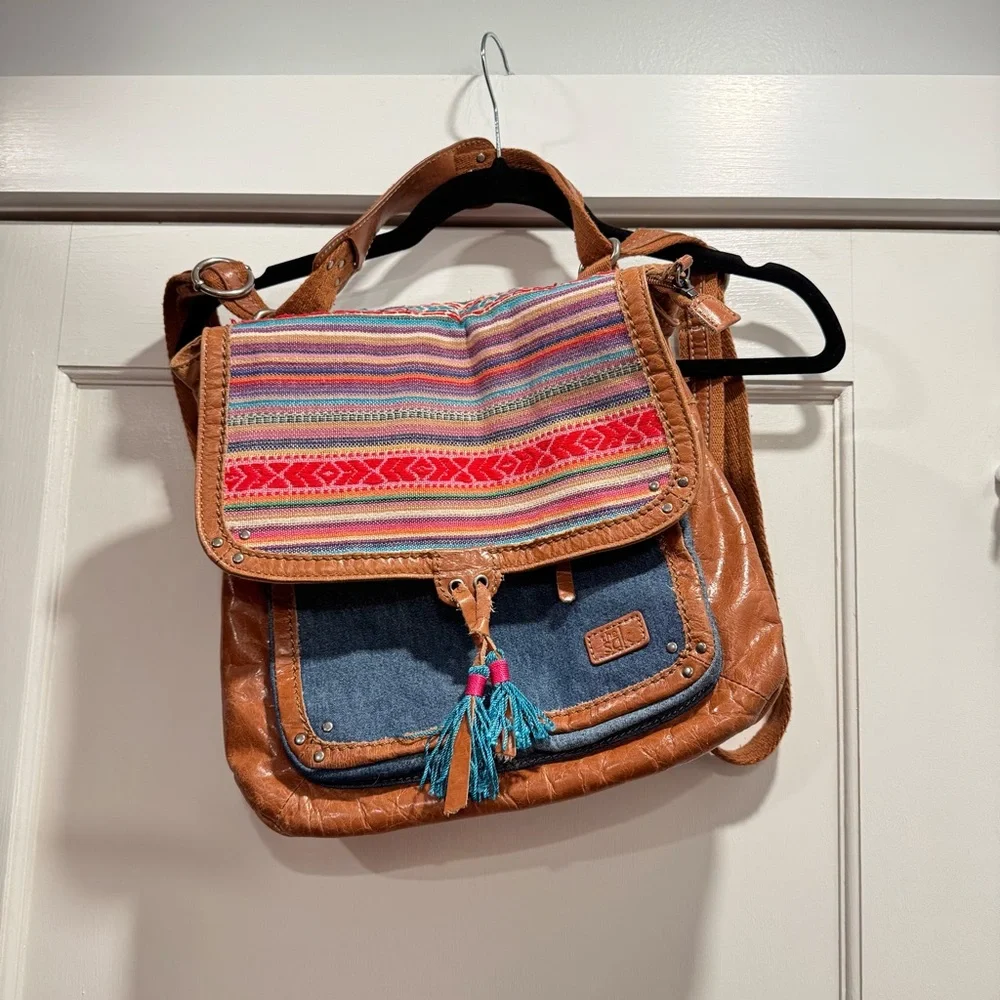 The Sak Ventura‎ Convertible Backpack Leather and Embroidered Boho Festival